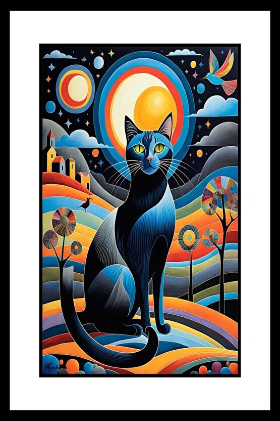 Astro Kedi Digital Art ( ÇERÇEVESİZ - ÇERÇEVE YOKTUR ) ( ULTRA HD ) FOLYO AFİŞ - POSTER