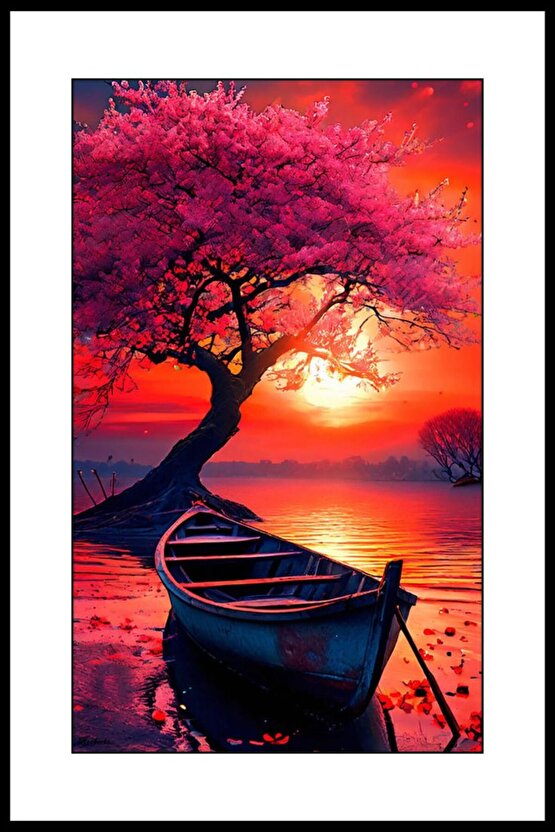 Kızıl Günbatımı Digital Art ( ÇERÇEVESİZ - ÇERÇEVE YOKTUR ) ( ULTRA HD ) FOLYO AFİŞ - POSTER