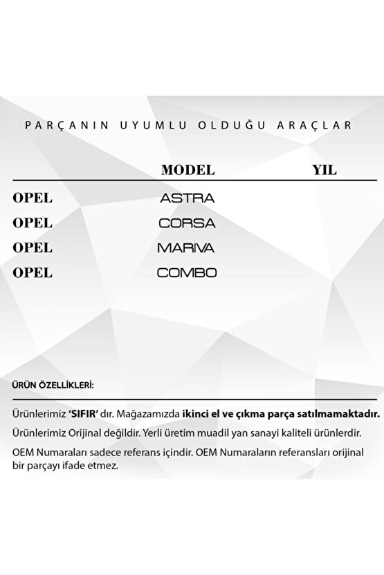 Opel Astra G, H, Corsa B, C Için Tavan Anten Çubuğu Uyumlu
