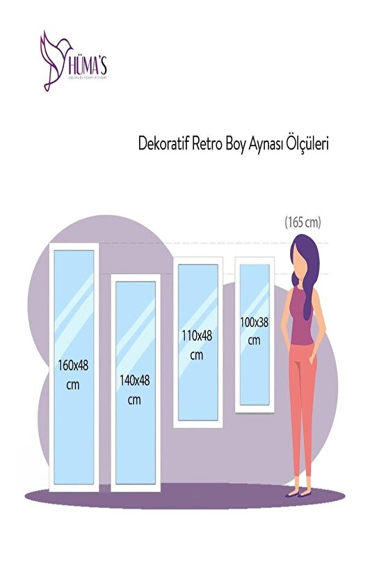 Dekoratif Retro Boy Aynası 110x48 cm