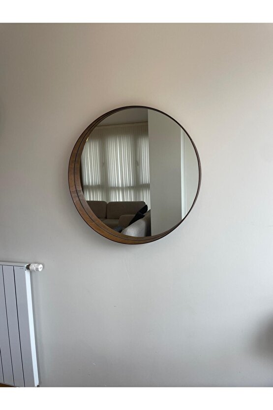 80 cm Kestane Ahşap Çerçeveli Dekoratif Kavis Ayna