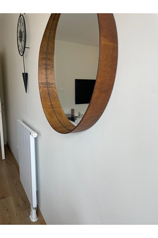 80 cm Kestane Ahşap Çerçeveli Dekoratif Kavis Ayna