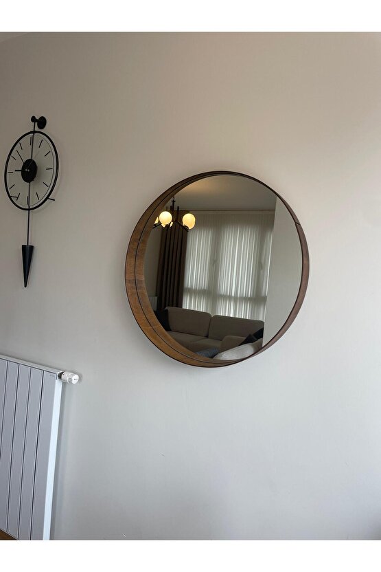 70 cm Kestane Ahşap Çerçeveli Dekoratif Kavis Ayna
