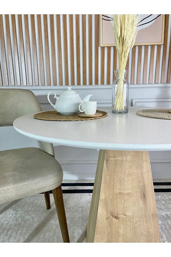 90 Cm Çam Ayaklı Ahşap Yemek Masası - Fungi Serisi - Çalışma Masası - Balkon Ve Kafe Masası