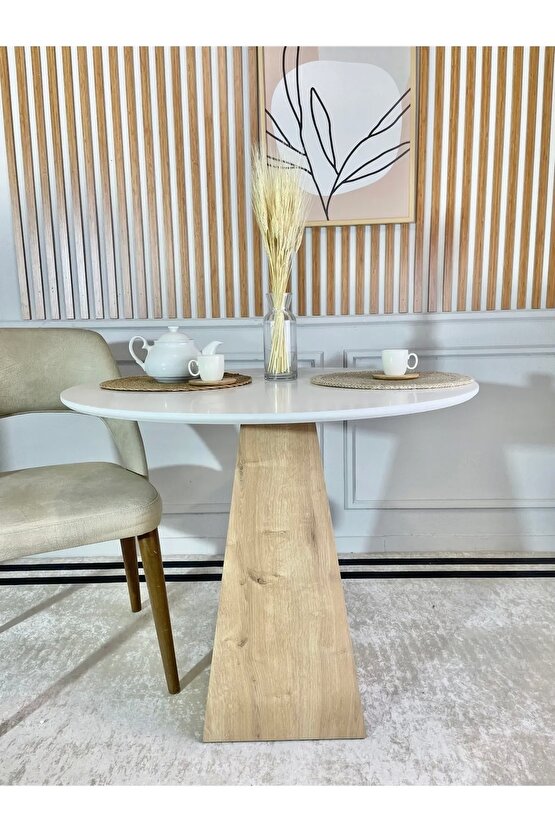 90 Cm Çam Ayaklı Ahşap Yemek Masası - Fungi Serisi - Çalışma Masası - Balkon Ve Kafe Masası