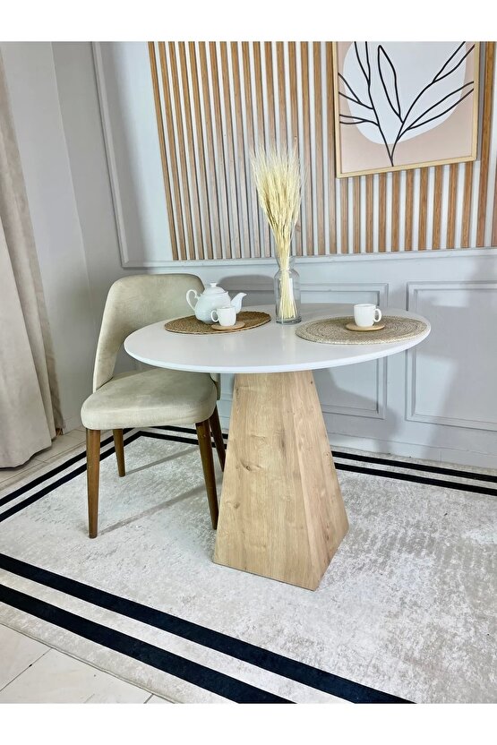 90 Cm Çam Ayaklı Ahşap Yemek Masası - Fungi Serisi - Çalışma Masası - Balkon Ve Kafe Masası