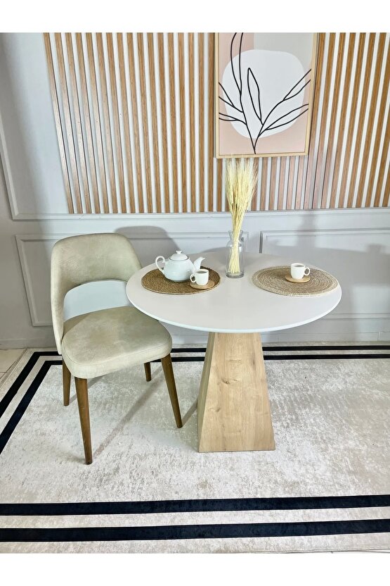 90 Cm Çam Ayaklı Ahşap Yemek Masası - Fungi Serisi - Çalışma Masası - Balkon Ve Kafe Masası