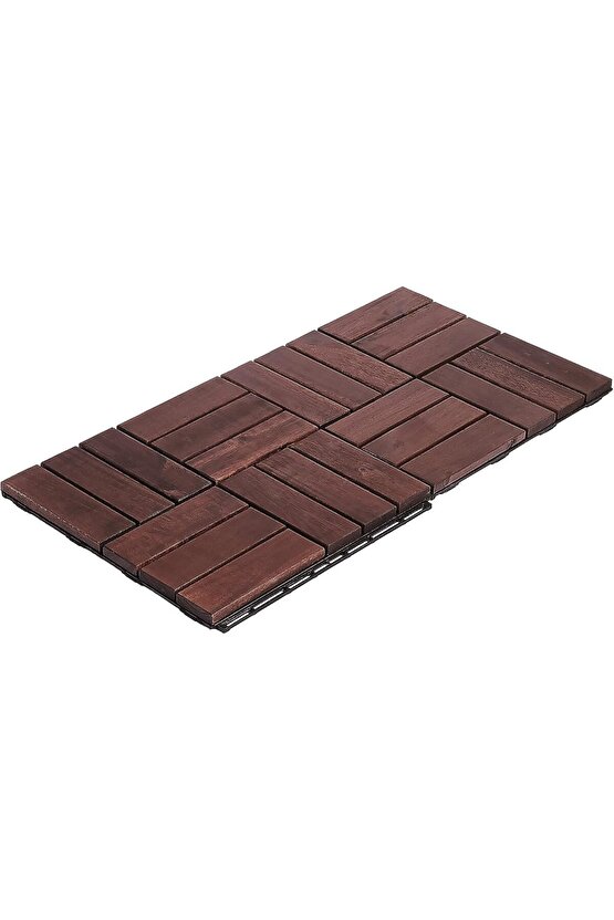 Runnen Akasya Ağacı Yer Karosu 9 Adet Bahçe Banyo Deck Ahşap Karo Masif Yer Döşemesi Balkon Deck