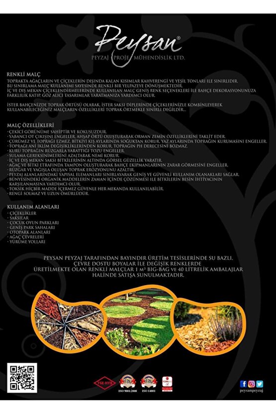 Kırmızı Renkli Malç 40 Litre 25-65 mm Renkli Ağaç Kabuğu Renkli Ağaç Yonga Bahçe Dekor Peyzaj Mulch