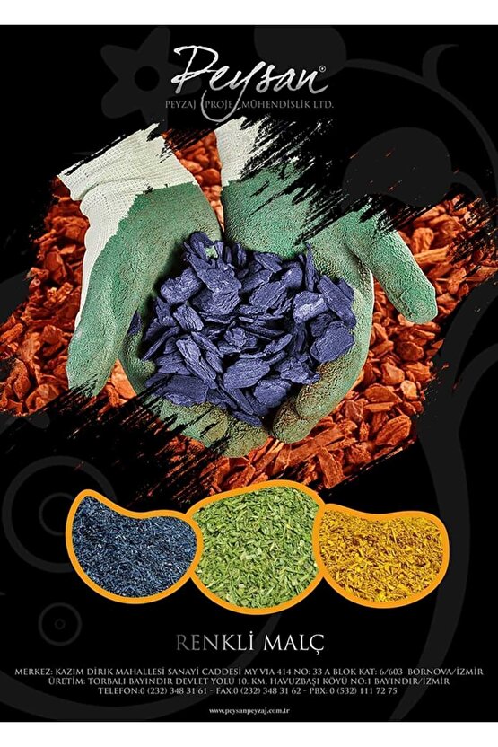 Yeşil Renkli Malç 40 Litre 25-65 mm Renkli Ağaç Kabuğu Renkli Ağaç Yonga Bahçe Dekor Peyzaj Mulch