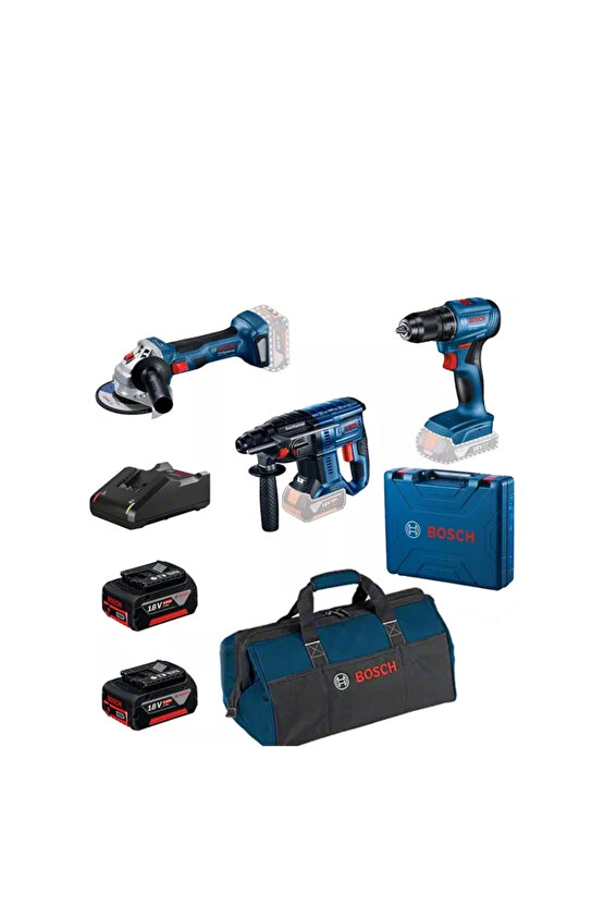 Gbh 180-lı + Gsr 180-lı + Gws 180-lı + 2 Adet 4 Ah Batarya + Şarj Cihazı + Bez Çanta