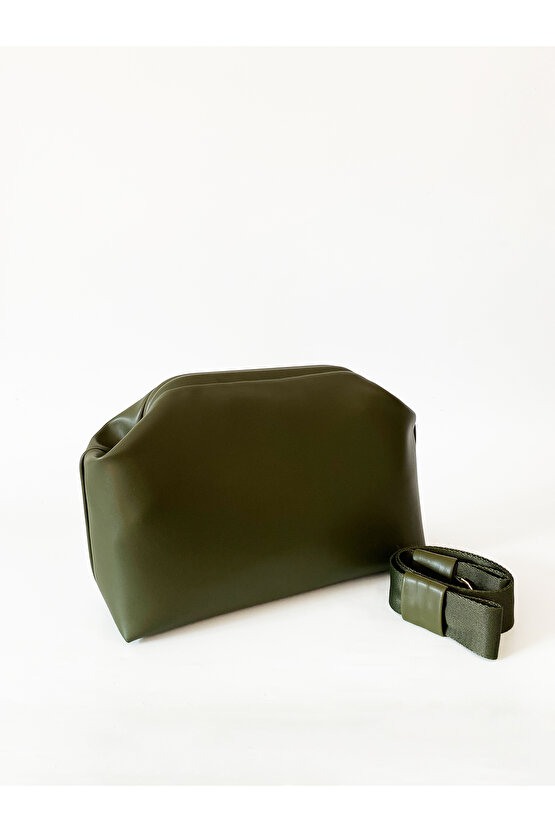 Heybes Kadın Haki Yeşil Vegan Deri Çıkarılabilir Saplı Omuz ve El Çantası