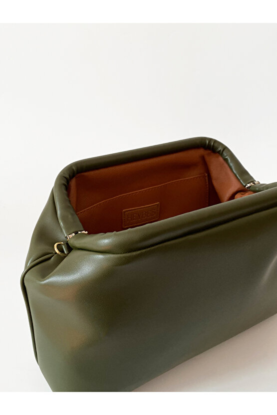 Heybes Kadın Haki Yeşil Vegan Deri Çıkarılabilir Saplı Omuz ve El Çantası
