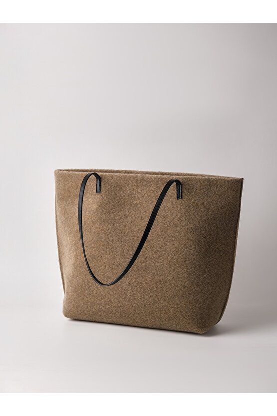 Heybes Kadın Büyük Boy Keçe Kumaş Shopper Tote Omuz Çantası