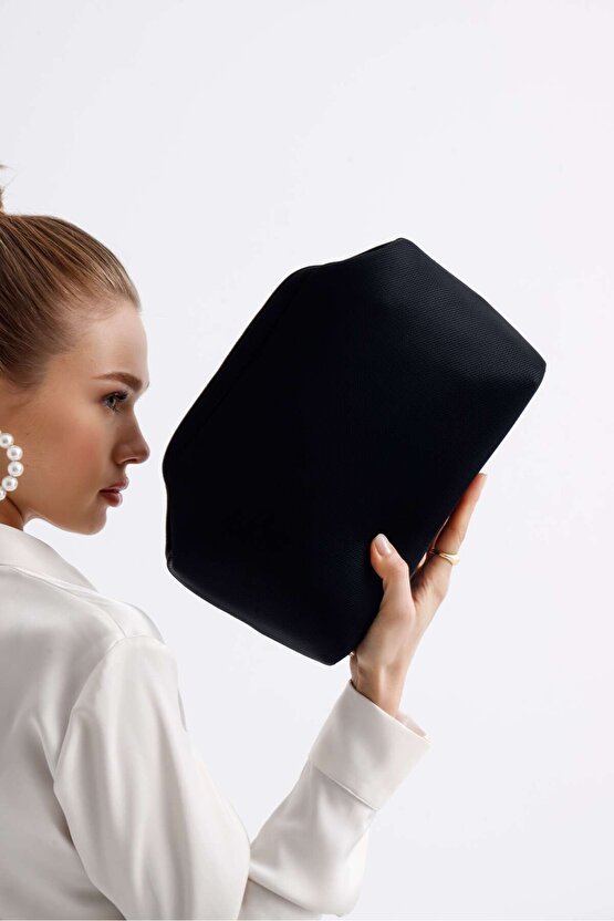 Heybes Kadın Siyah Clutch Portföy El Çantası