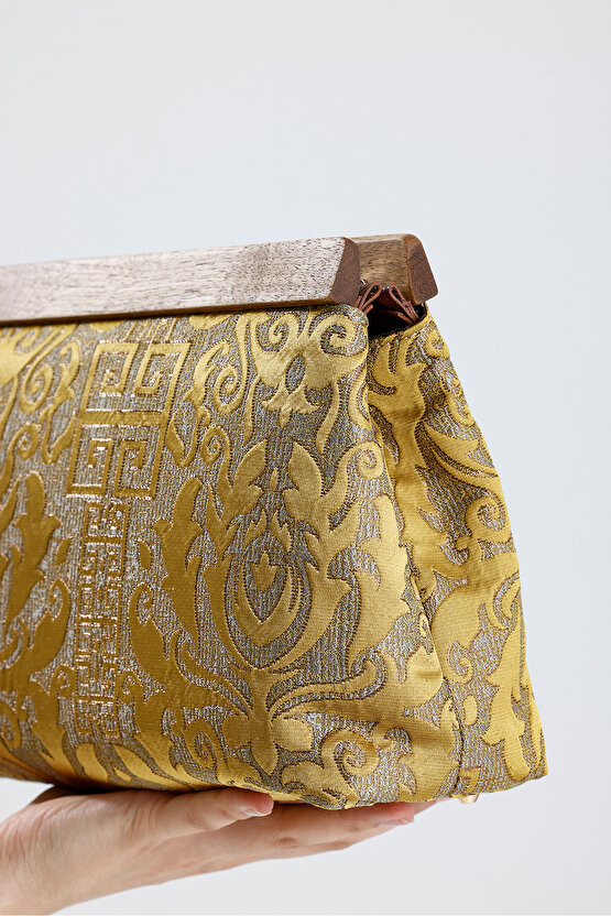 Kadın Yeşil Otantik Desen Clutch Çanta