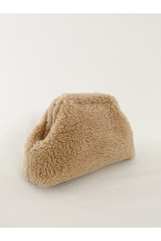 Kadın Zincirli Kahve Teddy Peluş Çanta