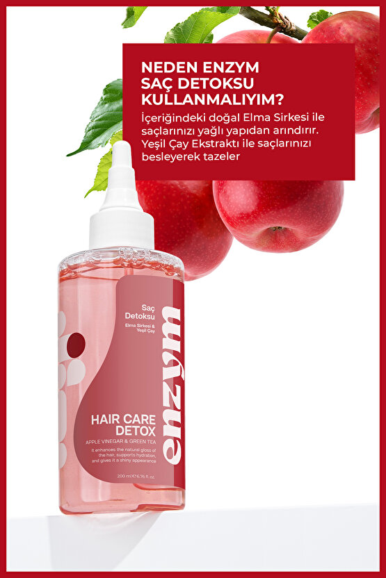 Doğal Saç Bakım Detoksu Arındırıcı Elma Sirkesi Ve Yeşil Çay Tonik 200 ml