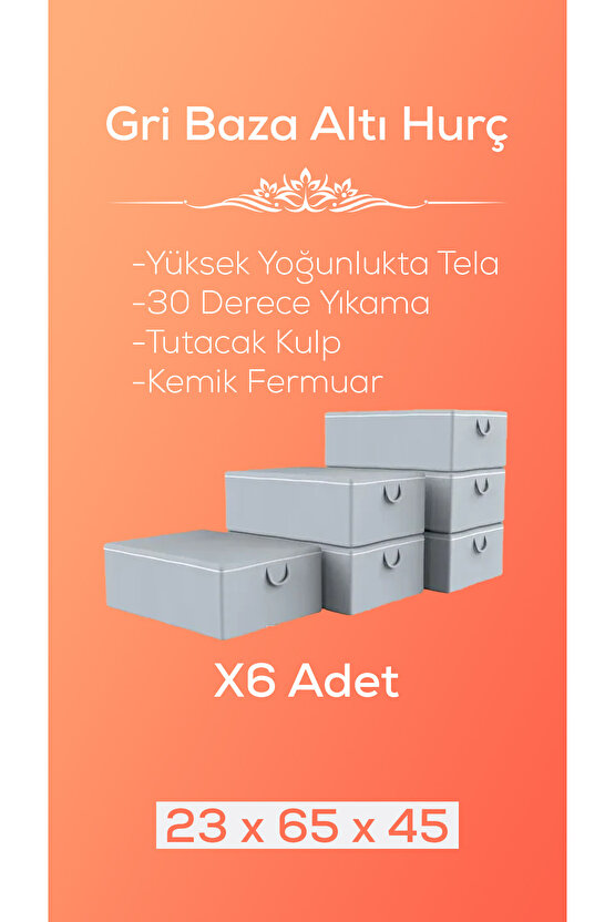 Bady 6 Adet Antirasit Grey Baza Altı Yorgan Hurcu