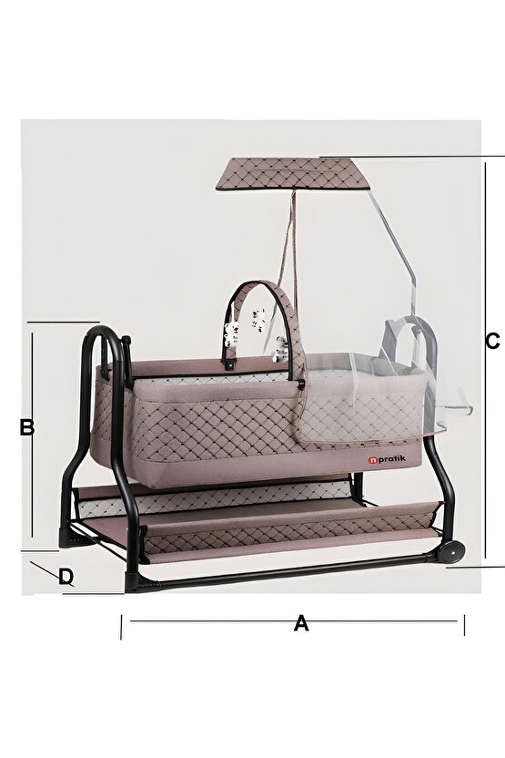 Npratik Lüx Bebek Beşiği Nenni Silinebilir Portatif Sallanır Sepet Beşik Hamak Beşik