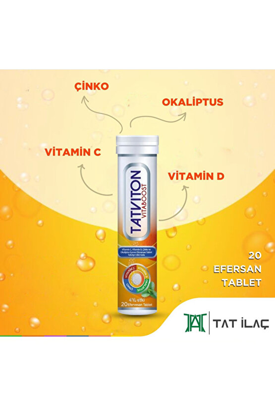 Vitaboost Efervesan 20 Tablet C, D, Çinko Ve Okaliptus