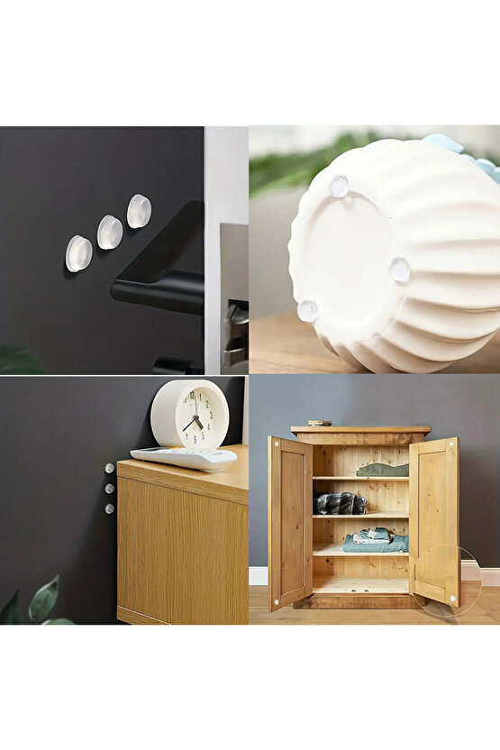 Mobilya Dolap Kapağı Ses Önleyici Cam Kesme Tahtası Ayağı Şeffaf Yapışkanlı Stoper Ayak 42 Adet