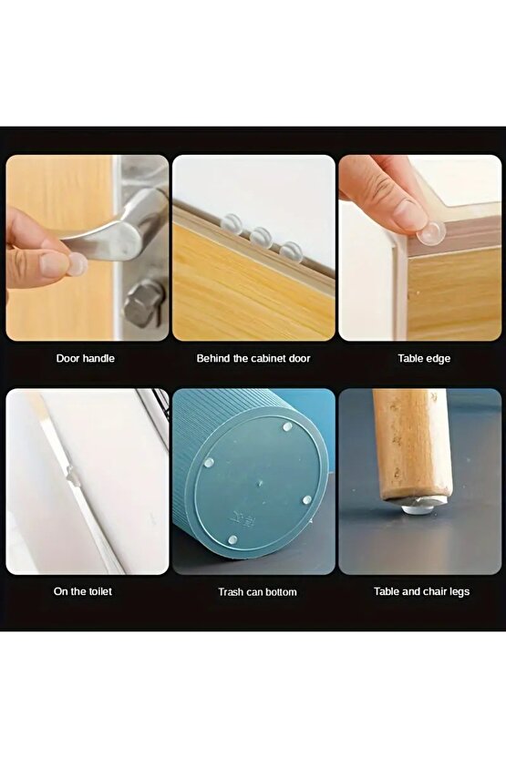 Mobilya Dolap Kapağı Ses Önleyici Cam Kesme Tahtası Ayağı Şeffaf Yapışkanlı Stoper Ayak 84 Adet