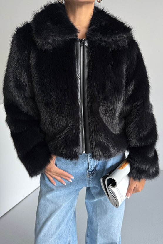 Yumuşak Dokunuşlu İçi Astarlı Fermuarlı Premium Kürk