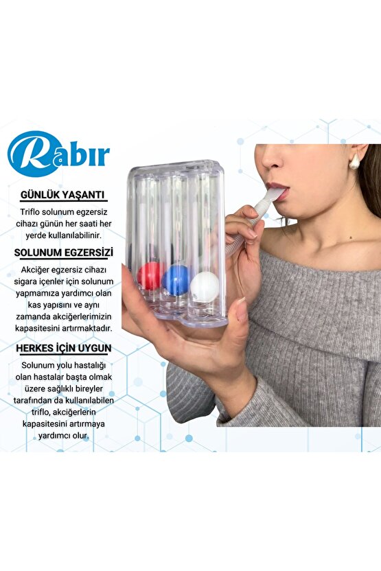 Triflo Solunum Egzersiz Cihazı 3 Top Üfleme Topu Nefes Egzersizi