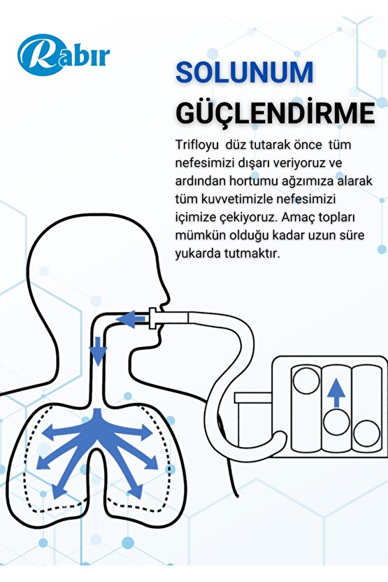 Triflo Solunum Egzersiz Cihazı 3 Top Üfleme Topu Nefes Egzersizi