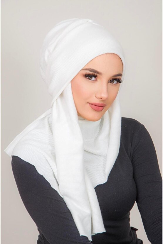 Beyaz Fitilli Kelebek Bone Şal