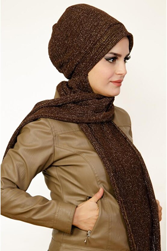 Kahverengi Triko Tesettür Bere