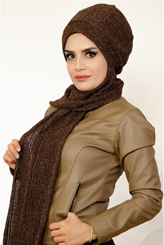 Kahverengi Triko Tesettür Bere