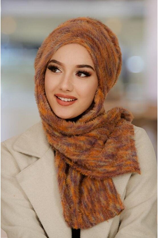 Taba Tonlu Kışlık Kelebek Bone Şal