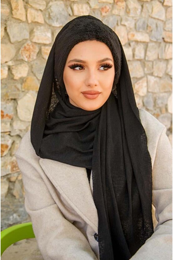 Siyah Kürklü Kelebek Bone Şal