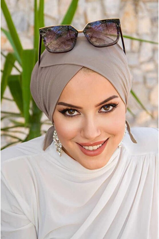 Taş Rengi Çapraz Bone  Deniz - Havuz Bonesi