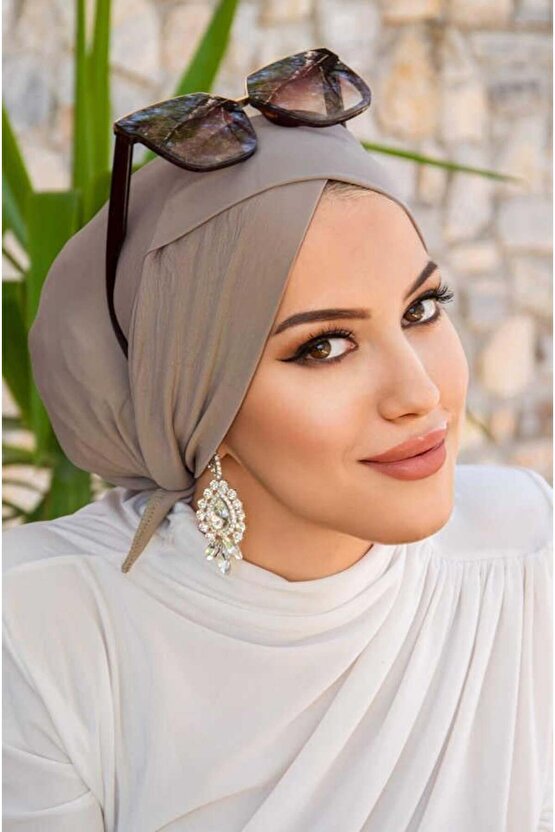 Taş Rengi Çapraz Bone  Deniz - Havuz Bonesi