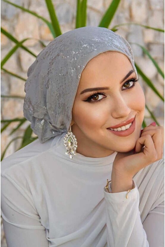 Gümüş Varaklı Çağla Hazır Türban