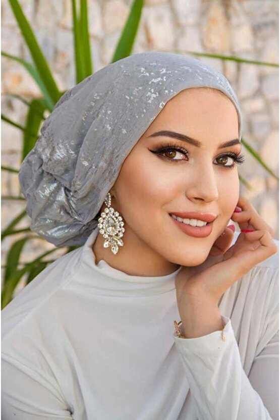Gümüş Varaklı Çağla Hazır Türban