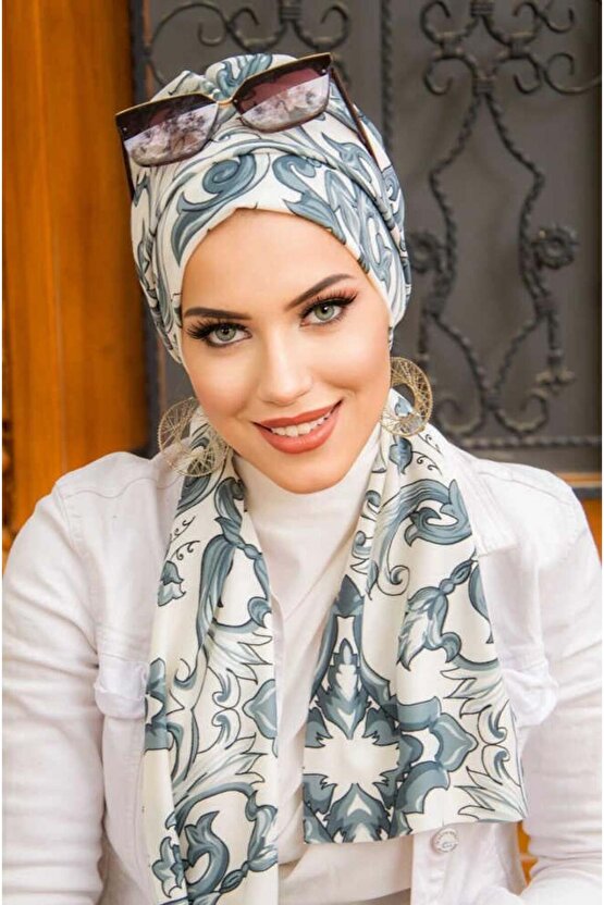 Füme Etnik Desenli Atkılı Bone