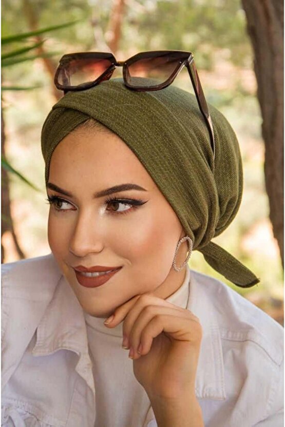 Haki Işıltılı Çapraz Bantlı Bone