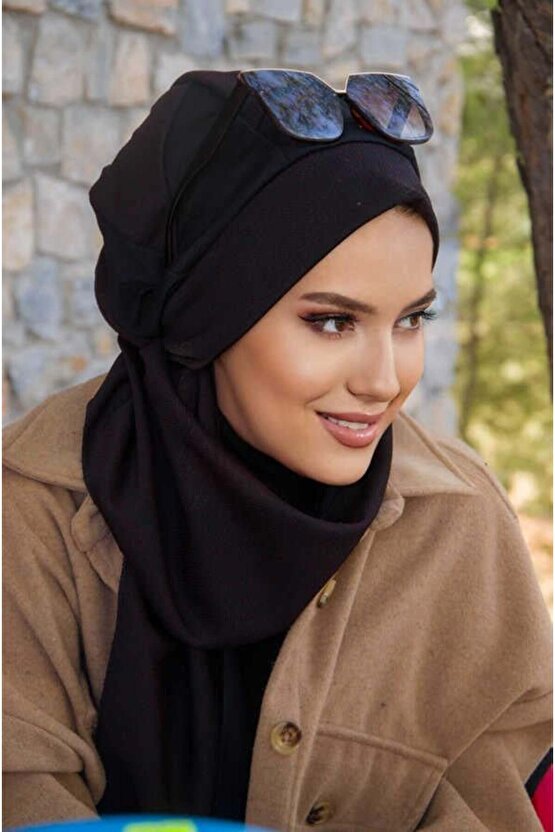 Bordo Siyah Garnili Tesettür Bere