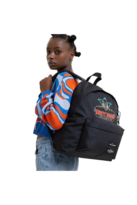 Padded Pak r Simpson Neon Placed Siyah Sırt Çantası