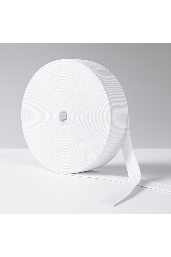 5 cm x 25 Metre Beyaz Geniş Yassı Lastik – Bel, Paça, Don ve Elastik Bant İçin