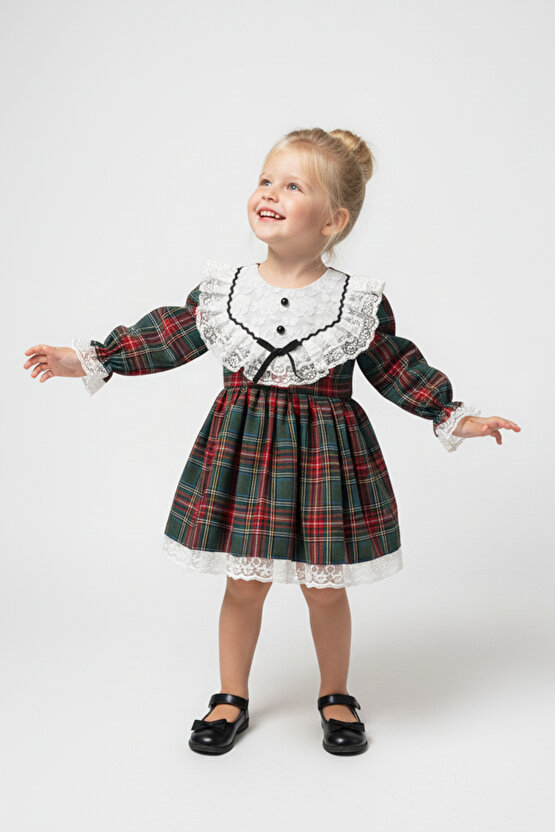 Kız Bebek Elbise Kız Çocuk Elbise Doğum Günü Parti Düğün Özel Gün Uzun Kol Astarlı Elbise