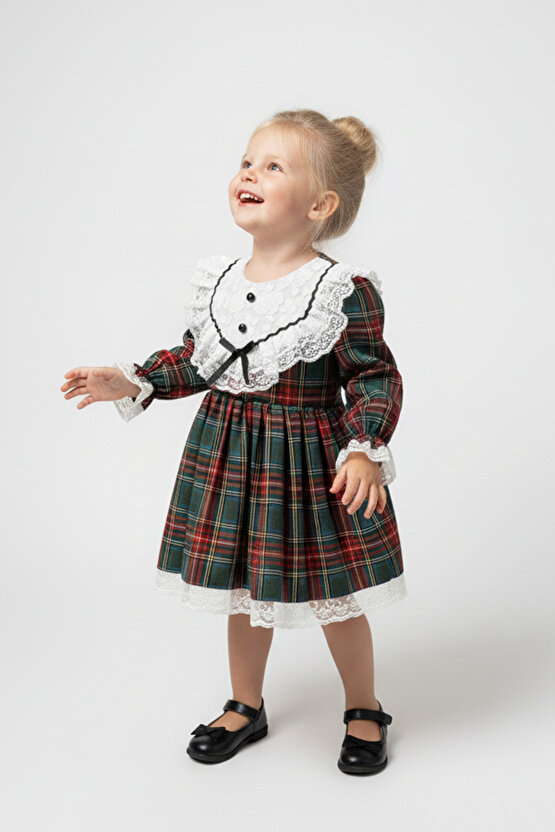 Kız Bebek Elbise Kız Çocuk Elbise Doğum Günü Parti Düğün Özel Gün Uzun Kol Astarlı Elbise