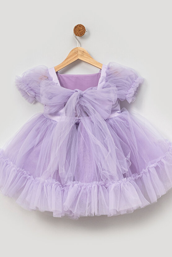 Kız Bebek Elbise Kız Çocuk Elbise Doğum Günü Parti Düğün Elbise Dantelli Kısa Kol Astarlı Elbise