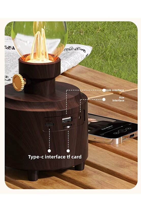 C210 BLUETOOTH HOPARLÖR NOSTALJİK GAZ LAMBASI GÖRÜNÜMLÜ AMBİANS RETRO ŞARJLI HOPARLÖR FM RADYO