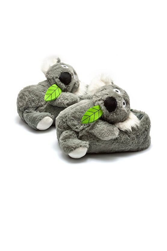 Koala Kadın,Garson Boy Hayvanlı Panduf Gri 3641
