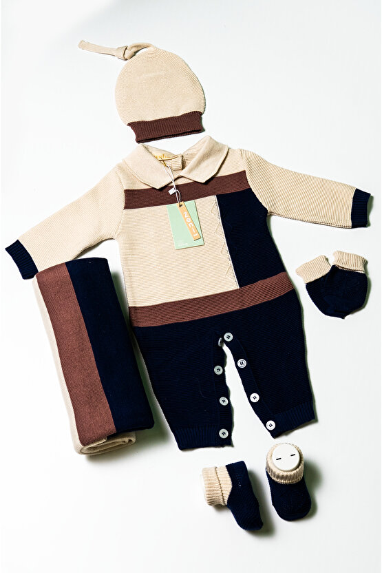 Yeni Doğan 5li Örme Triko Tulum Set